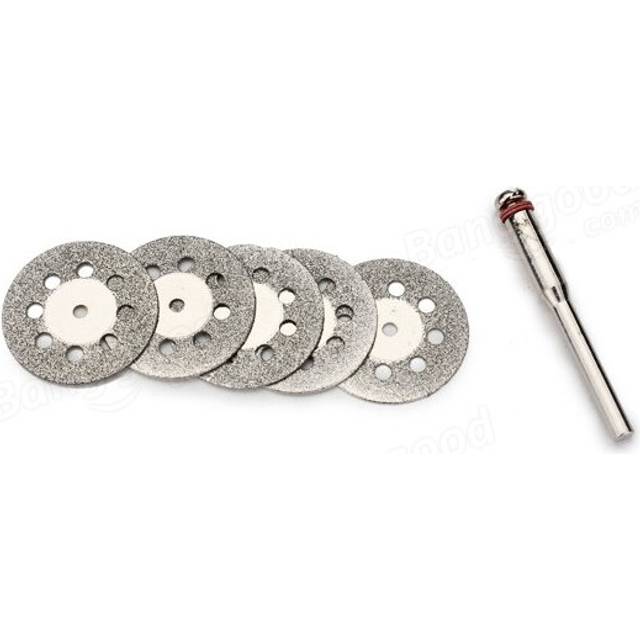 10pcs 22mm 8 Holes Diamond Coated Cutting Discs with 1 Mandrel for Dremel