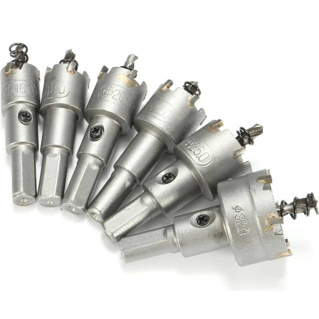 6pcs 16/18/20/22/25/32mm Steel Carbide Tipped Drill Bit Set 16-32mm Metal Hole Saw Alloy Cutter