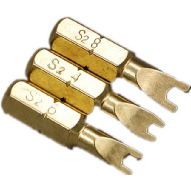 3 Sets U Shaped Screwdriver Bits 1/4 Inch Hex Shank Electroplating Bronze
