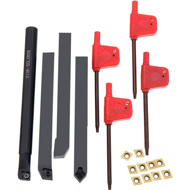 10mm Shank Lathe Turning Tool Holder Boring Bar with 10pcs CCMT060204 Carbide Inserts