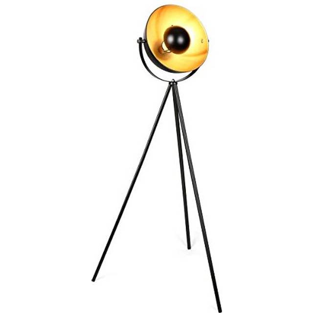 Floor Lamp Osasy Retro Studio Floor LampVintage Floor Lamp in Black Gold 34 cm Lampshade and Max 60W 147cm Floor Lamp Metal for Living Room Bedroom