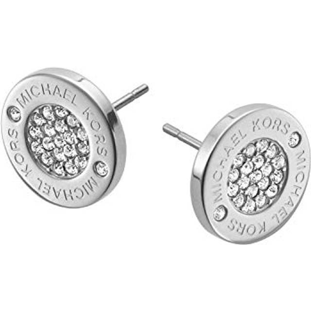 Michael Kors Stainless Steel Pav? Crystal MK Logo Stud Earrings for Women  Color: Silver (Model: MKJ3352040)