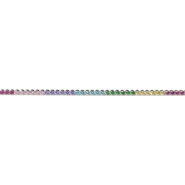 Jewelco London Sterling Silver Multi Colour Cubic Zirconia Rainbow Eternity Adjustable Tennis Bracelet, 7-8&#34; - 8-29-1503