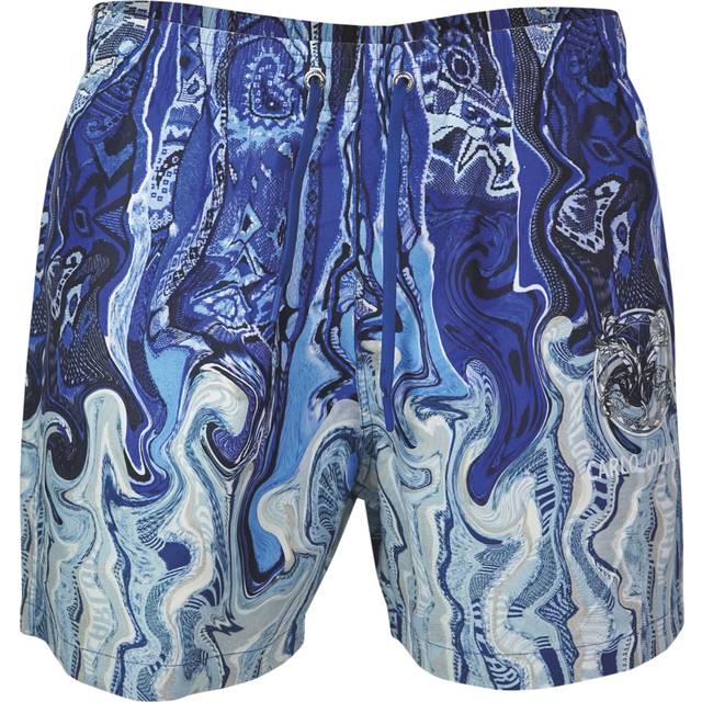 Carlo Colucci, Badkläder, Herr, S, Konstnärlig Stickad Tryck Simshorts - blue (S)