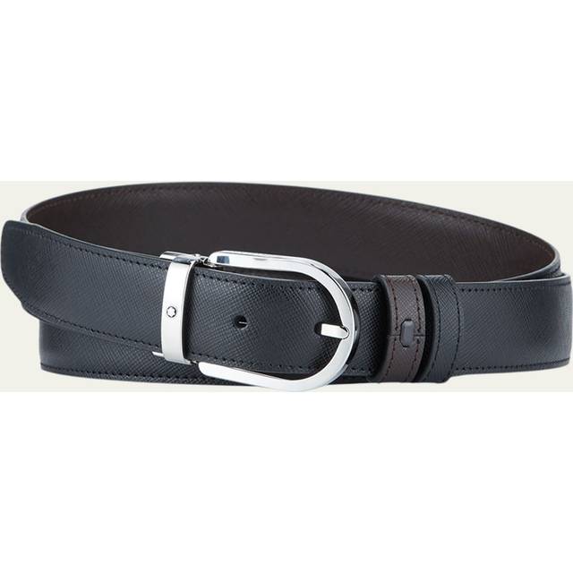 MONTBLANC SS Horseshoe Reversible Black/Brown Leather Belt 113834 - Single Color - Strap Length and width: 120 x 3cm