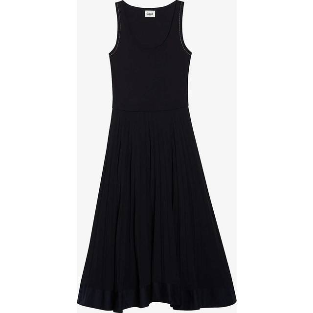 Tradi Pleated Midi Dress - DEEP NAVY - Designed to look like a neat top and skirt, the Tradi dress from Claudie Pierlot works a simple tank design that flows into a long pleated skirt. In a rich navy hue, just add white trainers or chunky sandals to complete the look.