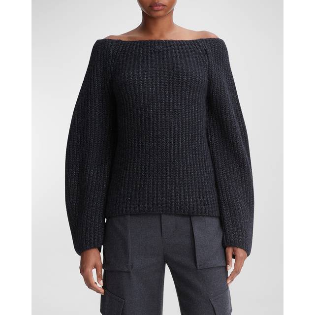 Vince Marled Off-The-Shoulder Alpaca & Wool-Blend Sweater
