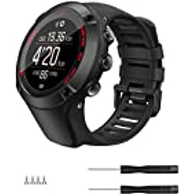 MoKo Strap Compatible with Suunto Ambit 1/2/2S/2R/3/3 Sport/3 Run/3 Peak, Soft Silicone Adjustable Replacement Watch Band Wristband, Black