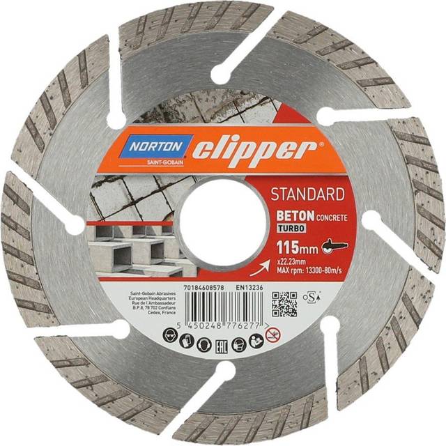 Norton Clipper Diamond Blade for Concrete 115 x 22.23mm Red