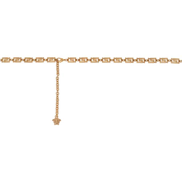 Golden Medusa Pendant Greca Chain Belt