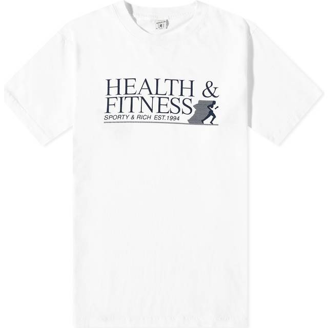 Sporty & Rich White 'Health & Fitness' T-Shirt - WHITE/NAVY - XS