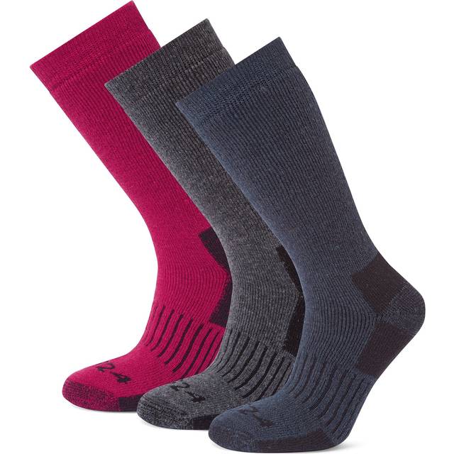 Villach 3 Pack Womens Trek Socks - Dark Grey Marl/Cerise/Dark Indigo - M