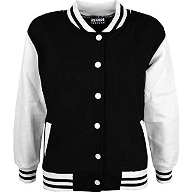 (13 Years, Black) Unisex Baseball Contrast Jacket Varsity Style Coat