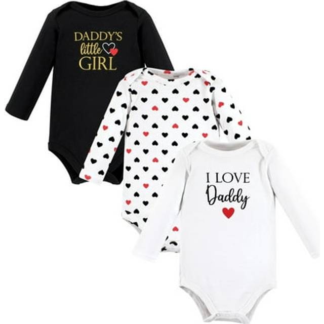 Hudson Baby Unisex Baby Cotton Long-Sleeve Bodysuits  Girl Daddy Red Black  Preemie