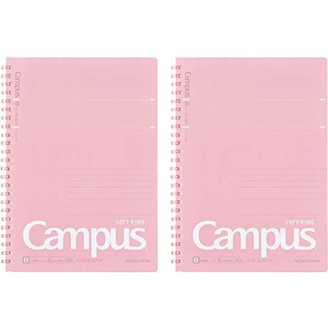 Kokuyo Campus Soft Ring Notebook, A5, B 6mm Dot Ruled, 29 Lines, 50 Sheets, Pink, Set of 2, Japan Import (SU-S131BT-P)
