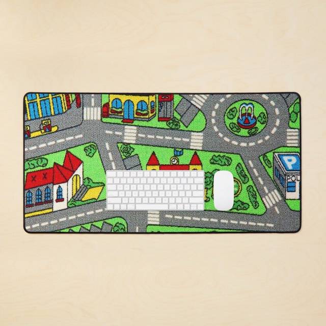 Desk Mat 90s nostalgia, nostalgic Track carpet Car Road Race Mat city Large Gaming Mouse Pad 35x16 inch