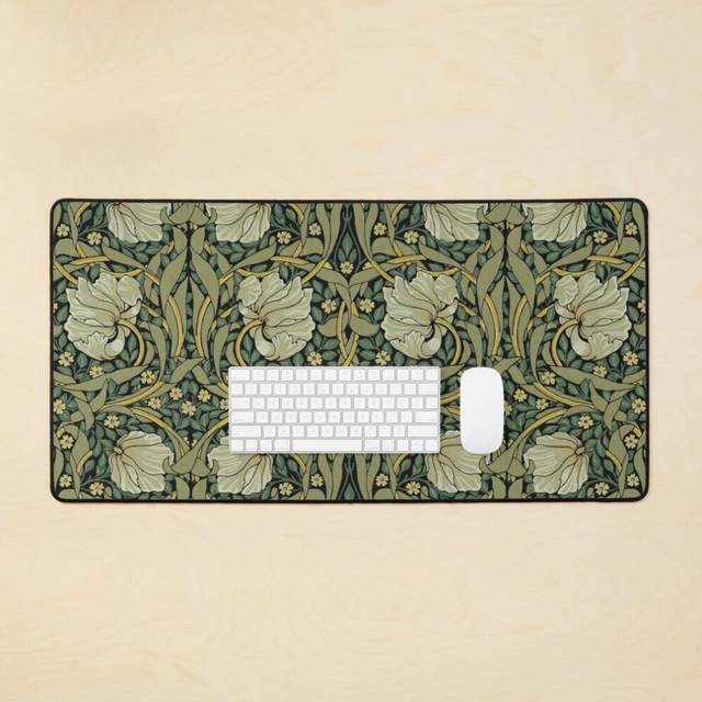 Desk Mat William Morris Green Vintage Floral HD Large Gaming Mouse Pad 35x16 inch
