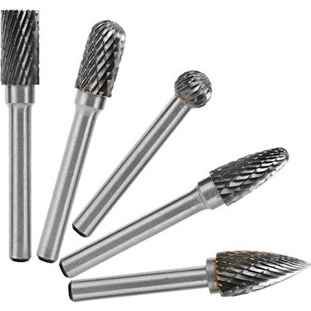 Tungsten Carbide Burr Set 8mm Double Cut Rotary Carving Point Burrs with 6mm Shank Die Grinder Bits Tool Accessories Kit for Woodworking Drilling