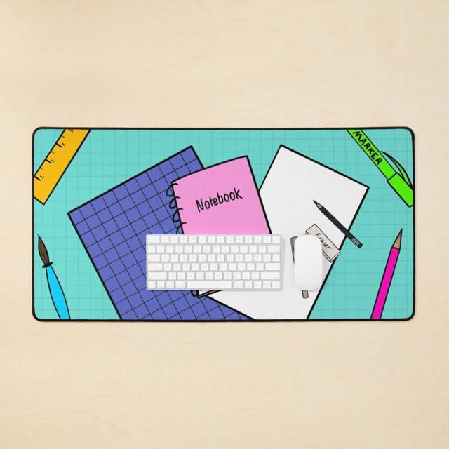 Desk Mat Artsy Art Supplies - Large Gaming Mouse Pad 35x16 inch