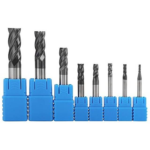 Carbide End Mill Asixx 8pcs 212mm 4 Flutes Carbide End Mill Set Tungsten Steel Milling Cutter Tool Kit for Aluminum Copper Carbon Steel Die Steel