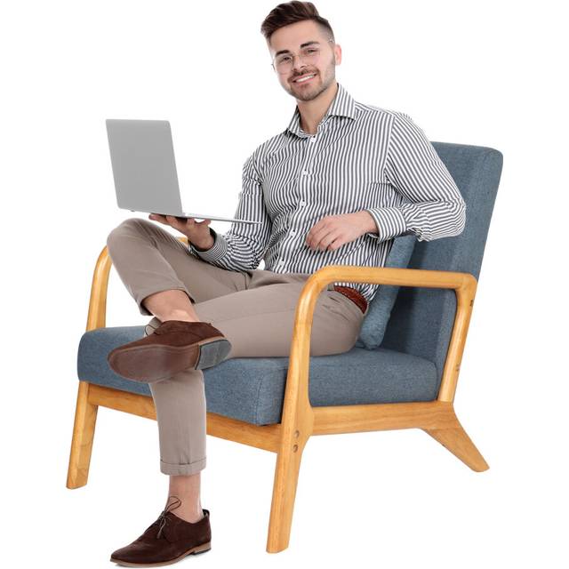Mid-Century Modern Accent Chair Reading Armchair Easy Assembly Lounge Chair for Living Room Bedroom