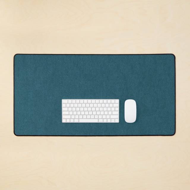 Desk Mat Peacock Blue Velvet Texture Large Gaming Mouse Pad 35x16 inch