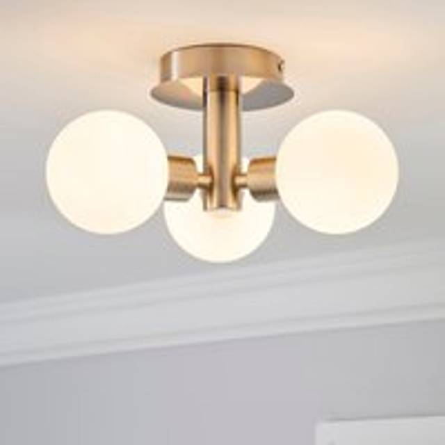 Hamptworth 3 Light Frosted Glass Semi Flush Ceiling Light - Silver
