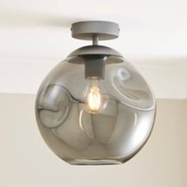 Alexis Smoked Flush Ceiling Light - Grey