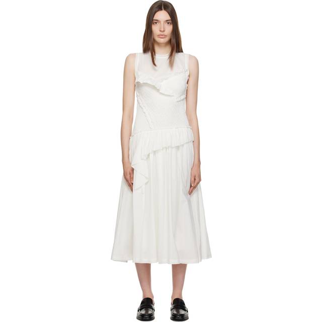 3.1 Phillip Lim White Ruffled Midi Dress - WH100 White - US 4