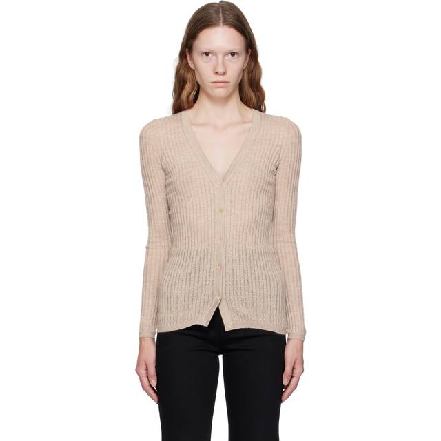 Gabriela Hearst Beige Emma Pointelle Cardigan - OAL OATMEAL - M