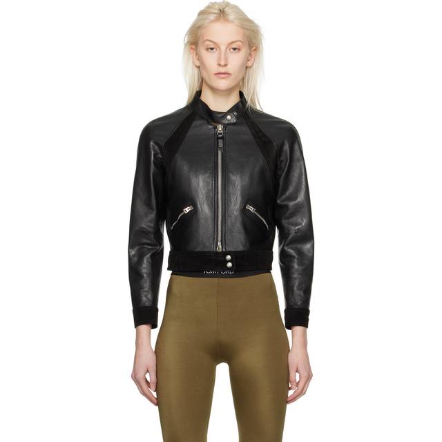 TOM FORD Black Cropped Leather Jacket - LB999 Black - IT 38