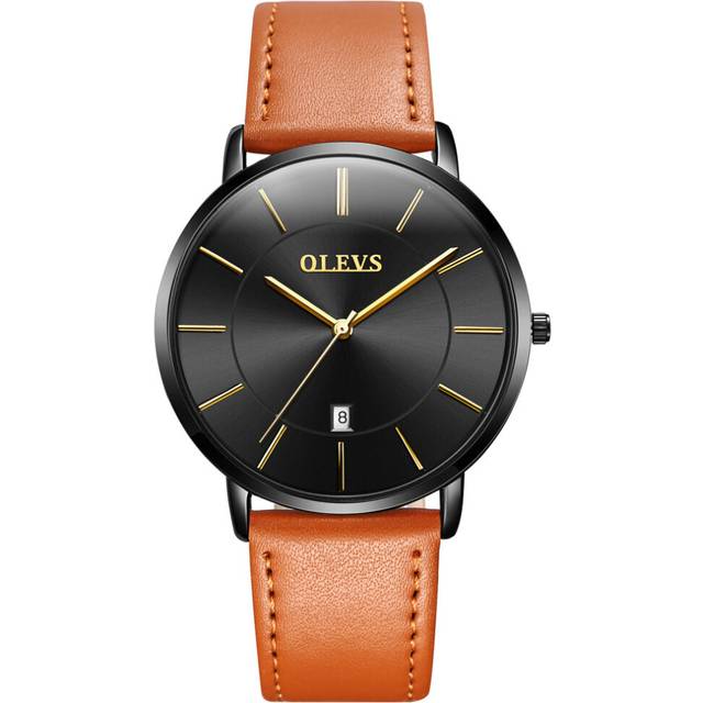 OLEVS 5869 Men Sport Quartz Watch MinimalistWatches Week And Date Chronograph Watch Leather Strap Watch For Boy