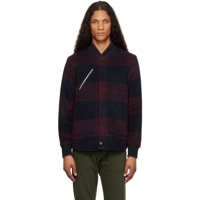 PS by Paul Smith Burgundy & Navy Check Bomber Jacket - 28 Reds - S