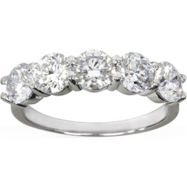 Gvs 2 1/2 Ct Five Stone 100% Diamond Wedding Ring 14k White Gold Lab Grown