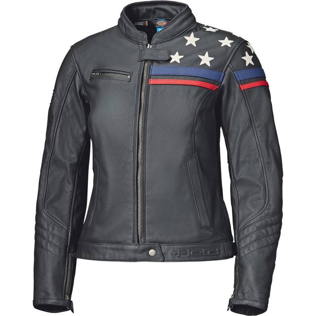Held Midway Ladies Motorcycle Leather Jacket, black-white, Size 36 for Women