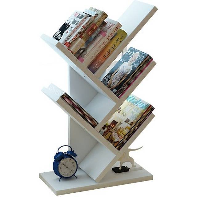 Bookshelf Desk Creative Study Bookcase Tree Shaped Furniture Decor Book Rack Multi-grid Storage Shelf Wooden Display Shelf