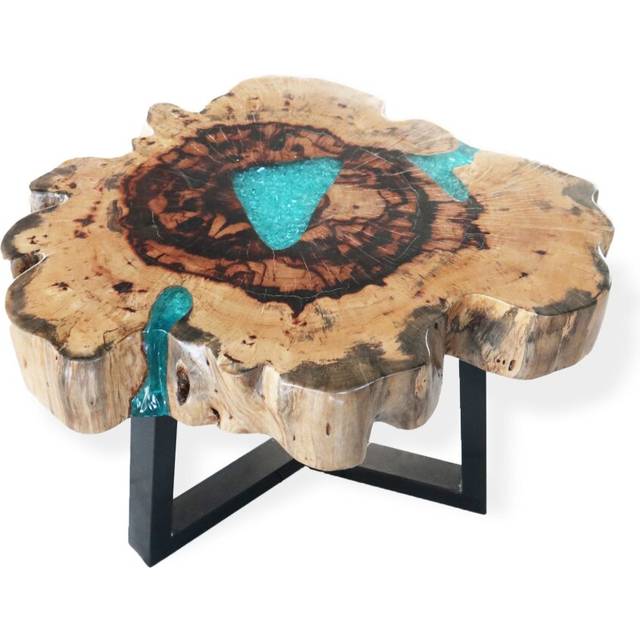 Tamarind And Resin Coffee Table - Aqua