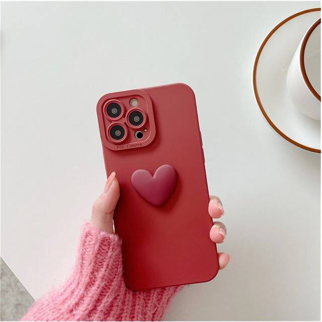 (for iphone 13pro max, L only case) Korean Cute 3D Black Love Heart Soft Phone Case with Wrist Strap For iPhone 14 13 12 Pro Max plus Simple Cover