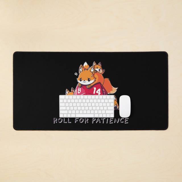 Desk Mat Dnd Cute Animals With D20 Dice Print Large Gaming Mouse Pad 35x16 inch