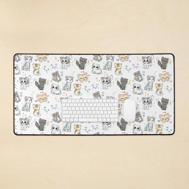Desk Mat Cute cats Large Gaming Mouse Pad 35x16 inch