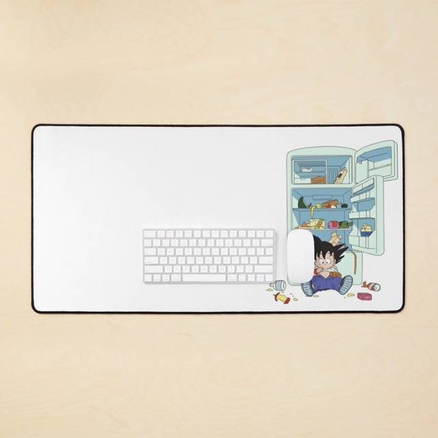 Desk Mat Goku attack the fridge - Dragon Ball Large Gaming Mouse Pad 35x16 inch