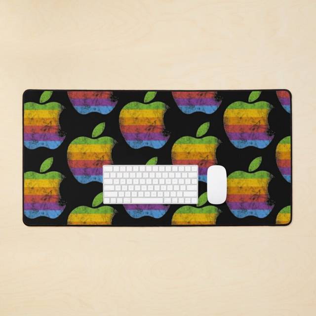 Desk Mat Apple Retro Logo  Large Gaming Mouse Pad 35x16 inch