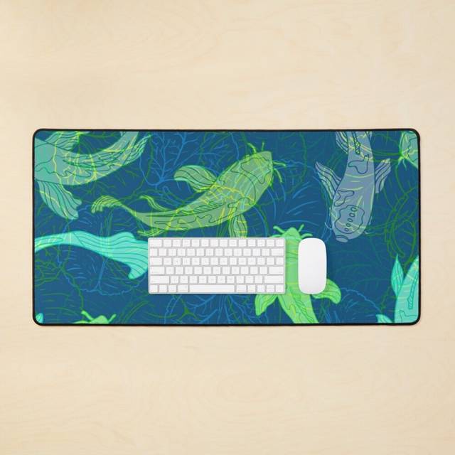 Desk Mat Koi Fish Art Large Gaming Mouse Pad 35x16 inch