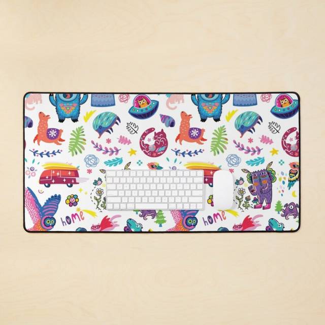 Desk Mat Copy of Madly patches in pink Large Gaming Mouse Pad 35x16 inch