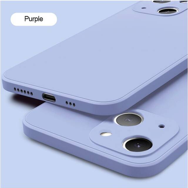 (For iPhone 12Pro Max, Purple Color) NEW Square Liquid Silicone Phone Case For iPhone 12 13 14 mini Pro Max Plus Full Protection Cover