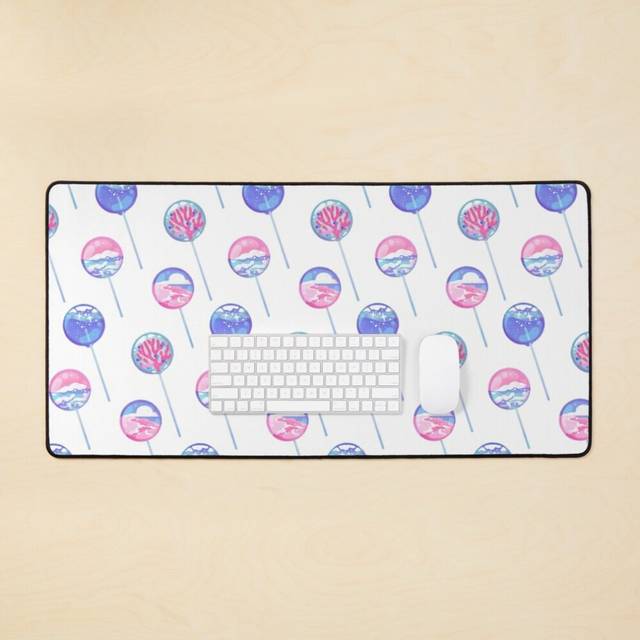 Desk Mat Ocean Blue Lollipop Large Gaming Mouse Pad 35x16 inch