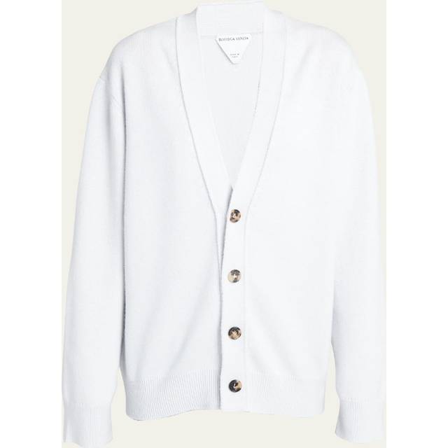 Classic Cashmere Cardigan with Intrec Patches - FOGLIA - Large