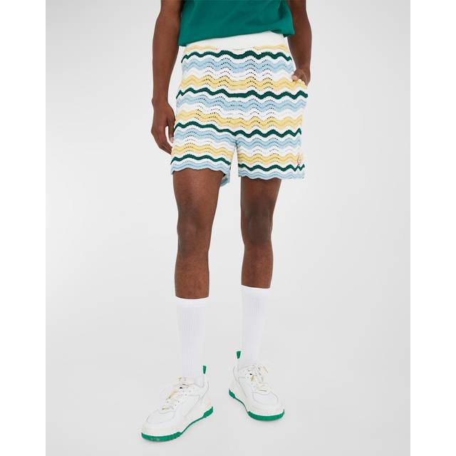 Casablanca Multicolor Wavy Bouclé Shorts - YELLOW / BLUE - XS