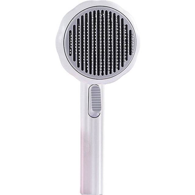 (Pear White) Multi-color Self Cleaning Comb Grooming Brush Tool for Dog Cat Rabbit