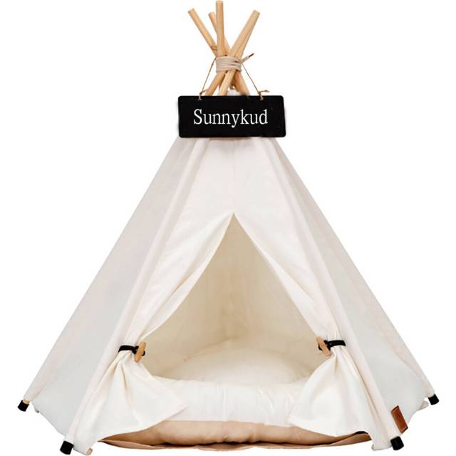 Pet Tent House Cat Bed Portable Teepee With Thick Cushion And 6 Colors Available For Dog Puppy Excursion Outdoor Indoor